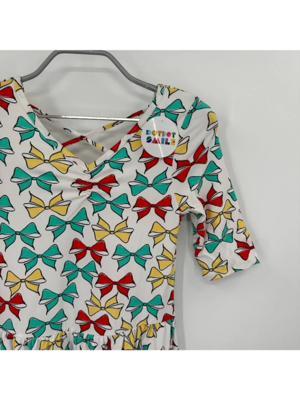 Dot Dot Smile Girl's Ballerina Skater Dress sz 11 NWT Short Sleeve Christmas Bow